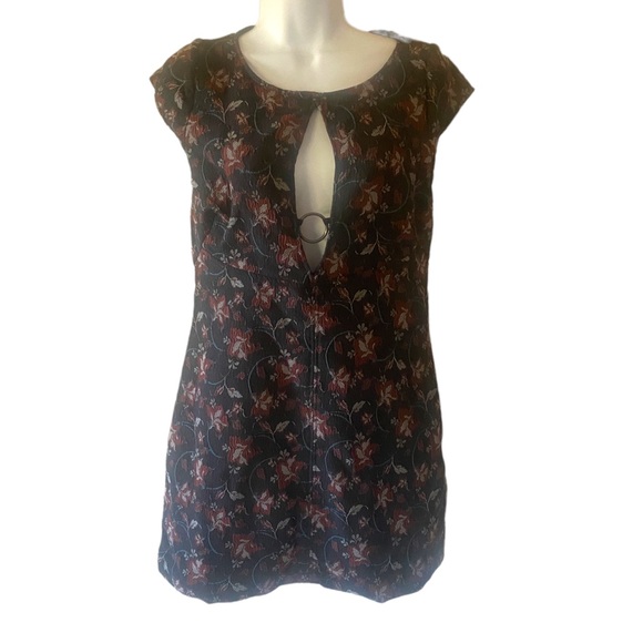 Free People Say Yes Black Floral Textured Stretch Knit Mini Dress - Picture 5 of 13